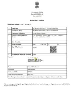 GST Registration (Form GST REG-06, 2018) 