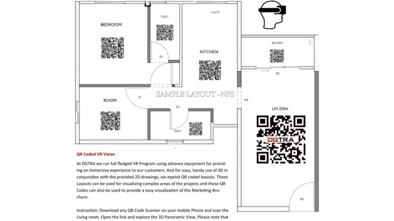 Live BIM model-based QR-coded floor plans for a real estate project.