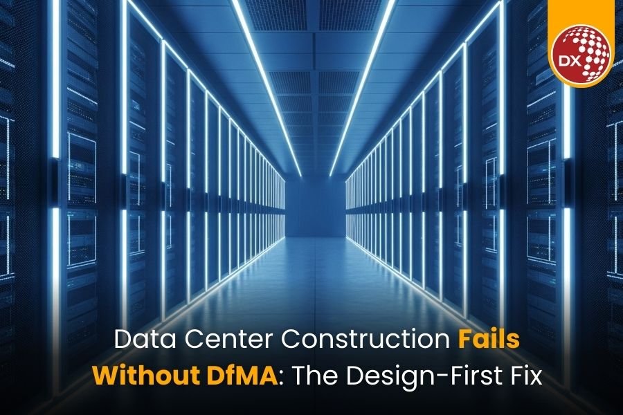 "Data center construction showing need for DfMA in design-first project planning."
