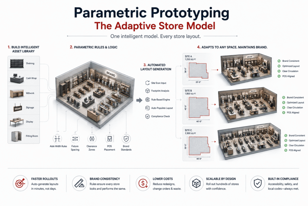 Parametric store design workflow infographic